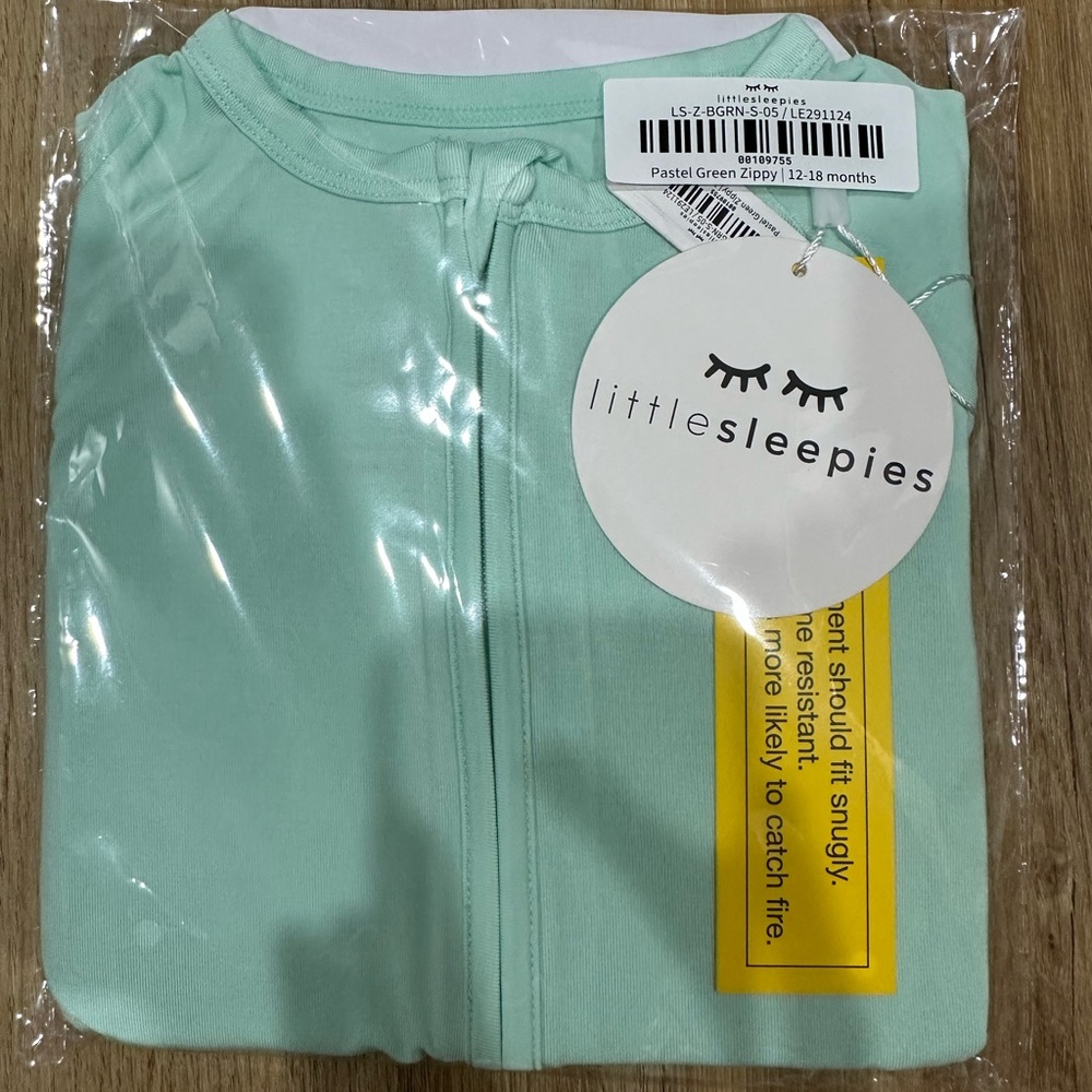 Little Sleepies Pastel Green Zippy